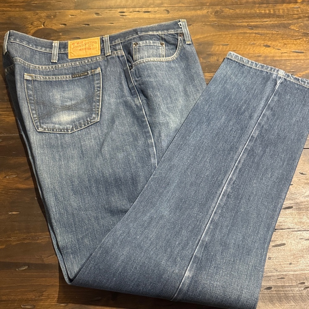 Stetson 1520 Men's Faded Blue Straight Leg Jeans-Size:  42x36